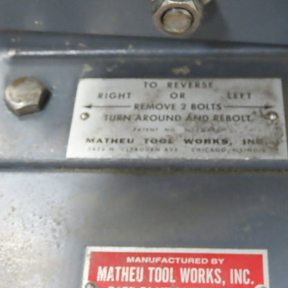 Matheu Tool Beltmaster Abrasive Belt Backstand Idler 9-3/4" x 5" Wide Roller