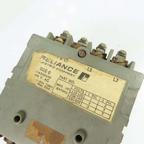 Reliance Electric 105310 R Size 0 3-Pole Magnetic Motor Starter w/Overload 600V