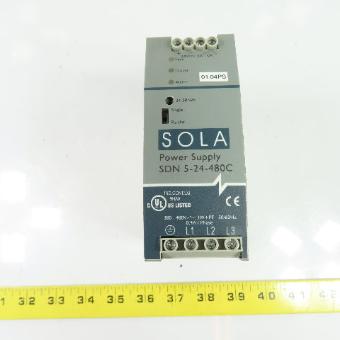 SOLA SDN 5-24-480C 24VDC 5A Output DIN Rail Power Supply 3Ph 380-480VAC Input