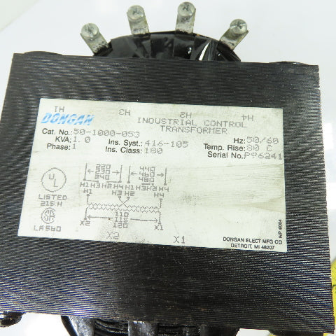 Dongan 50-1000-053 1KVA 1Ph Control Transformer 220/480V Pri 110/120V Sec