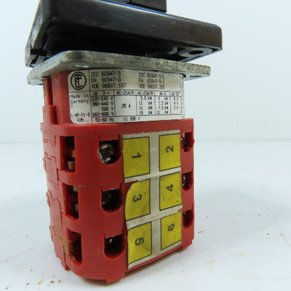 EE Controls L-40-01-E 5-Position Rotary Cam Selector Switch 690VAC
