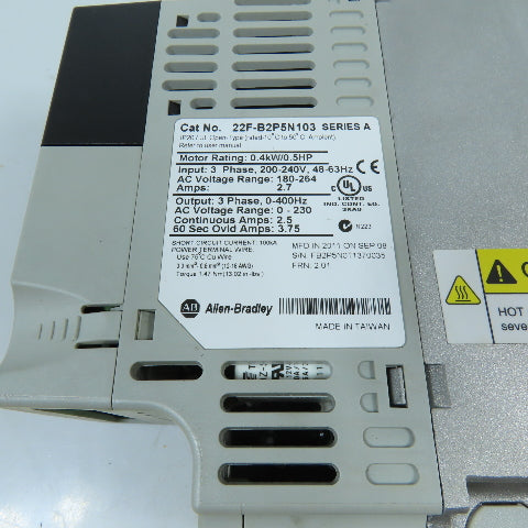 Allen-Bradley 22F-B2P5N103 0.5HP PowerFlex 4M AC Drive 3Ph 240VAC