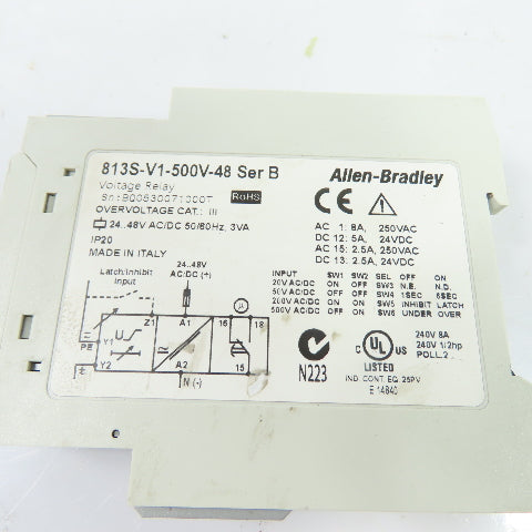 Allen-Bradley 813S-V1-500V-48 Voltage Monitoring Relay 24-48V AC/DC Ser B
