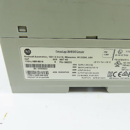 Allen-Bradley 1769-L16ER-BB1B CompactLogix 384KB DI/O Controller Ser B FW1.005