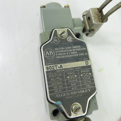 Allen-Bradley 802T-A Oiltight Roller Lever Limit Switch 120-600VAC Ser D