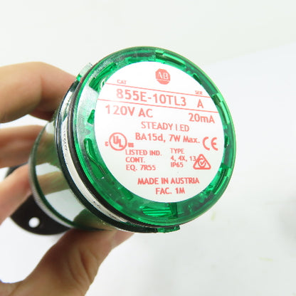 Allen-Bradley 855E-BPM10 Green/Red 2-Tier LED Stack Light Tower 120VAC Ser A