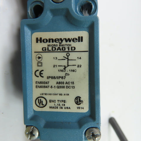 Honeywell GLDA01D SPDT Roller Lever Limit Switch 1NO-1NC 600VAC/300VDC