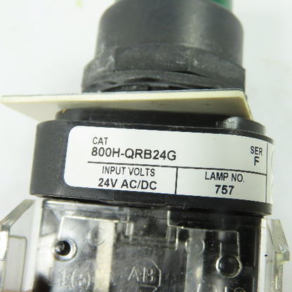 Allen-Bradley 800H-QRB24G Green Illuminated Pilot Light Pushbutton 24V Ser F