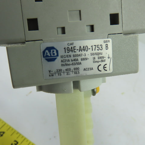 Allen-Bradley 194E-A40-1753 40A 3-Pole Non-Fused Disconnect Switch 690V Ser B