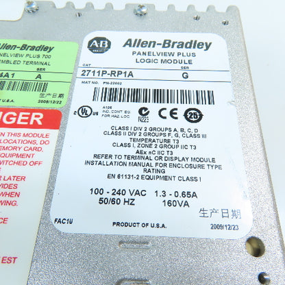 Allen Bradley 2711P-RDK7C PanelView Plus 700 Color Display HMI Monitor 100-240V