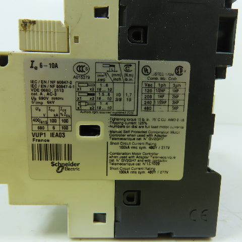 Telemecanique GV2-P14H7 6-10A 3-Pole Manual Motor Starter 690V Lot Of 2