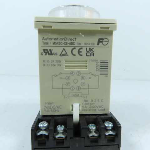 Automation Direct MS4SC-CE-ADC 8-Pin On-Delay Timer Relay w/ Socket 24VDC