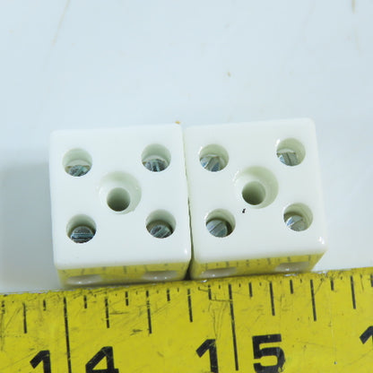 WECO 2-DIN-46284-ST 24A 2-Pole Ceramic Terminal Block PCB Mount Lot Of 2