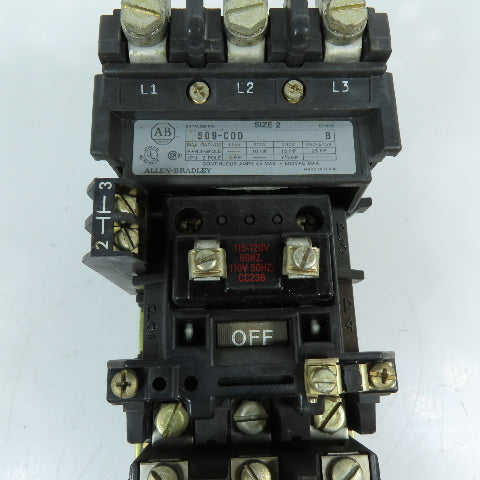 Allen-Bradley 509-COD 45A 3-Pole Size 2 Motor Starter 120V Coil 600VAC