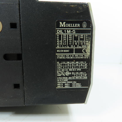 Moeller DIL1M-G 3-Pole Reversing Contactor Pair 55A 24VDC Coil 600VAC