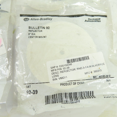 Allen-Bradley 92-39 3" Diameter Center Mount Reflector Ser B Lot Of 7
