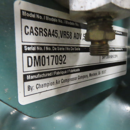 Champion CASRSA45 80 Gal 5HP Vertical Air Compressor 200V 3Ph Tested