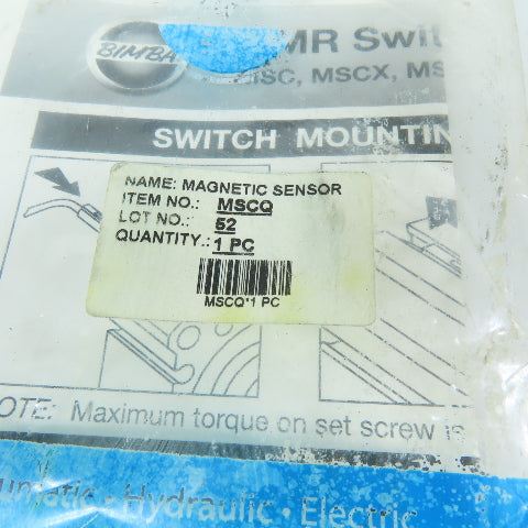 Bimba MSCQ Magnetic Sensor Reed Switch PNP 30VDC