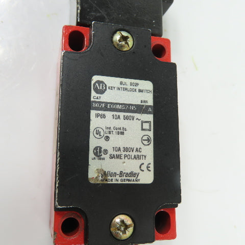 Allen-Bradley 802F-E60MS2-N5 10A Key Interlock Switch 500VAC Ser A