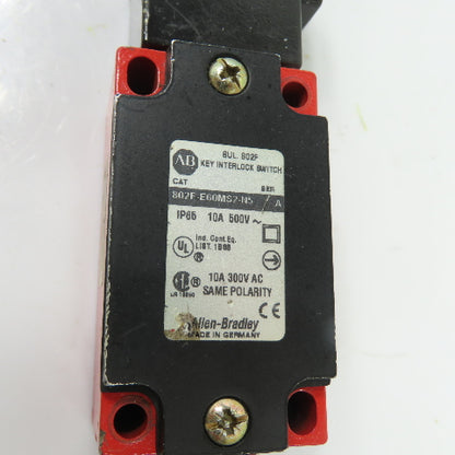 Allen-Bradley 802F-E60MS2-N5 10A Key Interlock Switch 500VAC Ser A