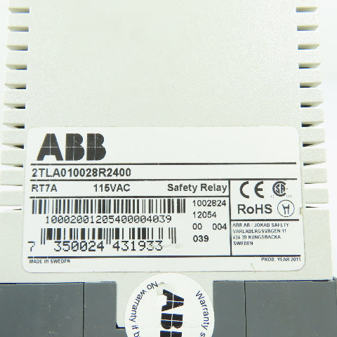 ABB RT7A 2TLA010028R2400 Safety Relay 115VAC 1.5s Time Delay