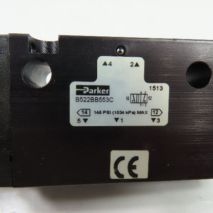 Parker B522BB553C 4-Way 2-Position Pneumatic Solenoid Valve 120VAC
