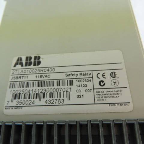 ABB 2TLA010025R0400 JSBRT11 Safety Relay 7NO/2NC DIN Rail Mount 115VAC