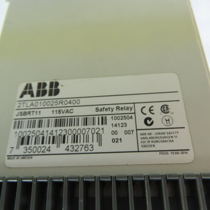 ABB 2TLA010025R0400 JSBRT11 Safety Relay 7NO/2NC DIN Rail Mount 115VAC