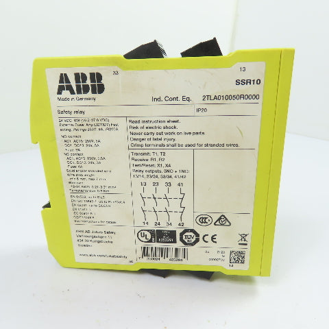 ABB 2TLA010050R0000 SSR10 3NO+1NC Safety Relay 24VDC
