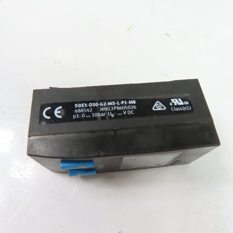 Festo 688542 SDE1-D10-G2-MS-L-P1-M8 Pressure Sensor Switch 0-10 Bar 24VDC