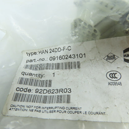 Harting 09160243101 HAN 24DD-F-C 24-Pin Connector Insert Hood & Cable Gland 250V
