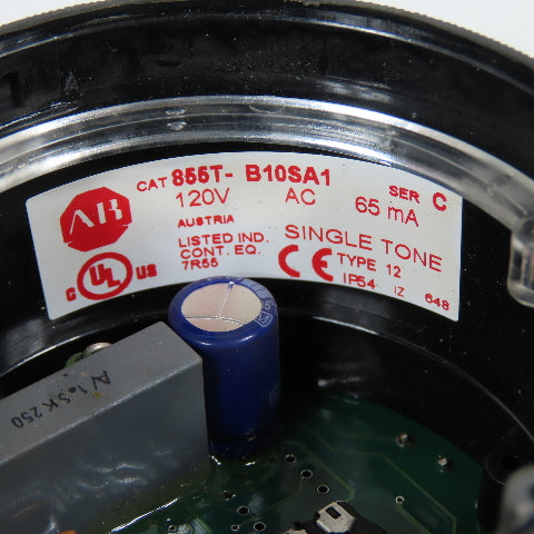 Allen-Bradley 855T-B10SA1 Single Tone Sound Module Audible Alarm 120VAC