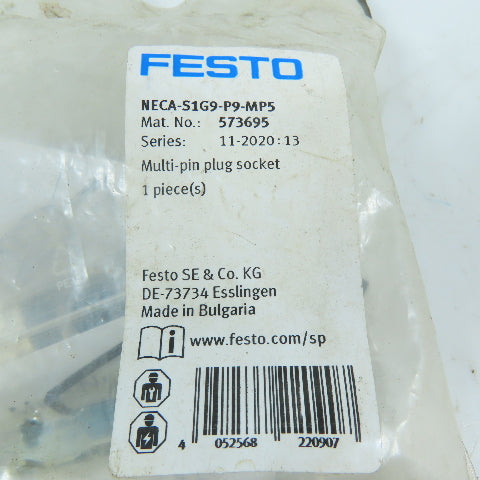 Festo 573695 NECA-S1G9-P9-MP5 Multi-Pin Plug Socket D-Sub 9-Pin 24VDC