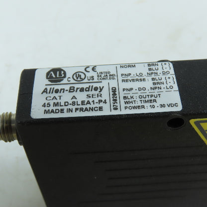 Allen-Bradley 45MLD-8LEA1-P4 Laser Diffuse Photoelectric Sensor 10-30VDC