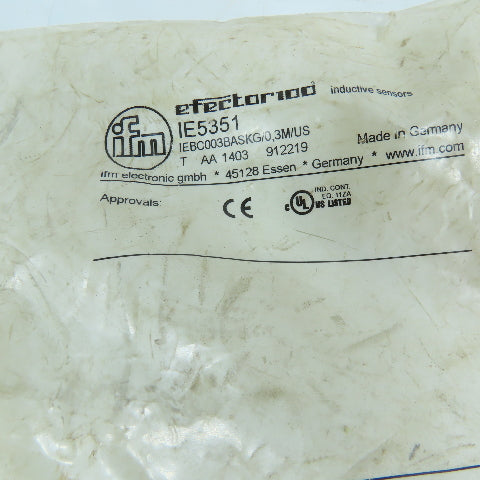 IFM IEBC003BASKG/0,3M/US IE5351 M8 Inductive Proximity Sensor 3mm Range 10-30VDC