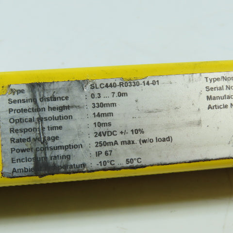 Schmersal SLC440-R0330-14-01 Safety Beam Light Curtain Receiver Missing End Cap