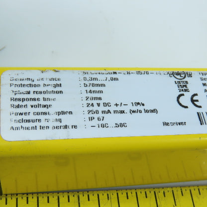 Schmersal SLC440COM-ER-0570-14 Safety Beam Light Curtain Receiver Missing Endcap