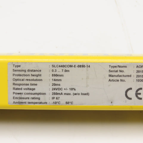 Schmersal SLC440COM-E-0890-14 Safety Beam Light Curtain Emitter Missing Endcap