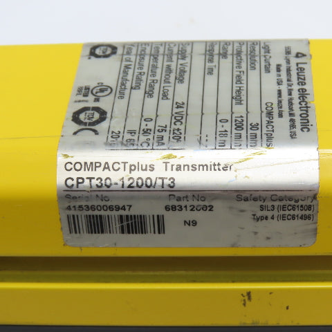 Leuze CPT30-1200/T3 Safety Beam Light Curtain Transmitter