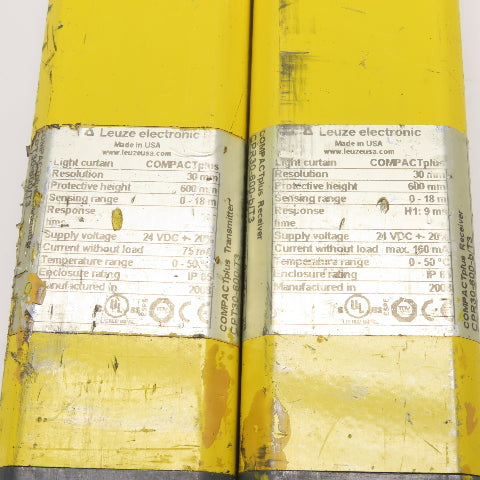 Leuze CPR30-600-b/T3 CPT30-600/T3 Light Curtain Transmitter Receiver Set 24VDC
