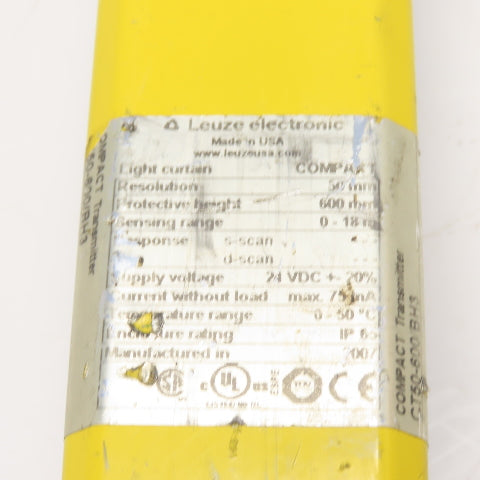 Leuze electronic 589706 CT50-600/BH3 Light Curtain Transmitter 24VDC 600mm