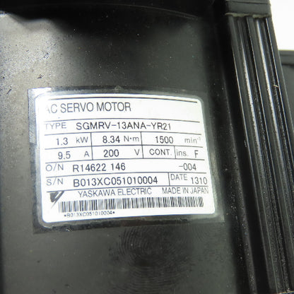 Yaskawa SGMRV-13ANA-YR21 13.Kw AC Servo Motor 200V 1500RPM