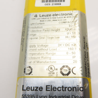 Leuze 68312422 CPR30-1200/T3 Light Curtain Receiver 24VDC 1200mm