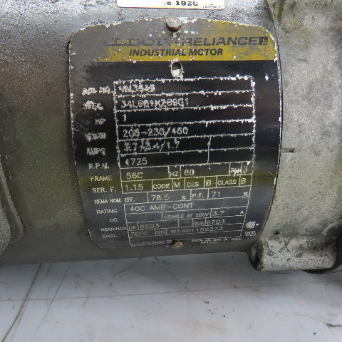 Boston Gear 1HP Inline Gear Motor 208-230/460V 3Ph 1725RPM 56C 20:1 Ratio