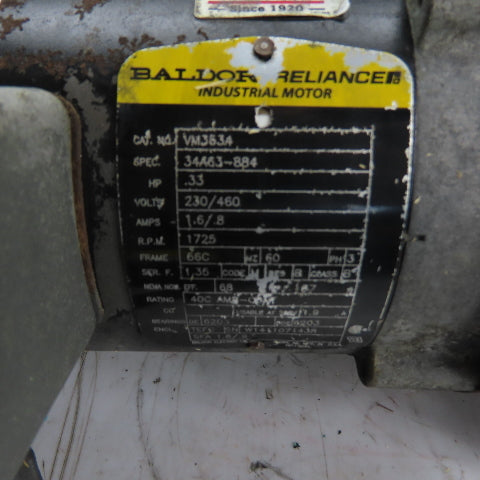 Boston Gear F842B-20S-B5 1/3HP AC Gear Motor 20:1 Ratio 86RPM 3Ph 230/460V