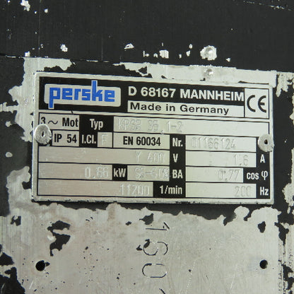 Perske KRSR 35.1-2 0.66KW Servo Motor 400VY 11200RPM 1.6Az