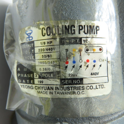 Yeong Chyuan Type YC 1/8HP Cooling Pump 220/440V 3Ph