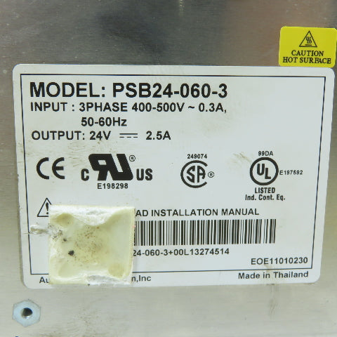Automation Direct PSB24-060-3 60W Power Supply 24VDC 3-Phase 400-500VAC Input