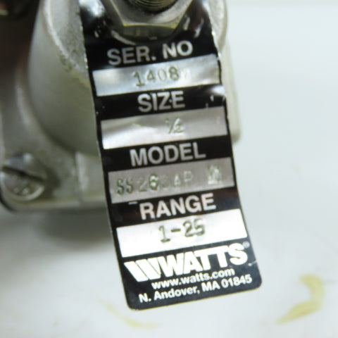 Watts SS263AP-M1 1/2" Stainless Steel Water Pressure Regulator W/Gauge
