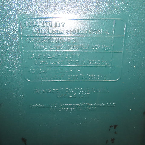 Rubbermaid No. 1314 1 Cubic Yard Commercial Plastic Hopper Tilt Truck 850Lbs.